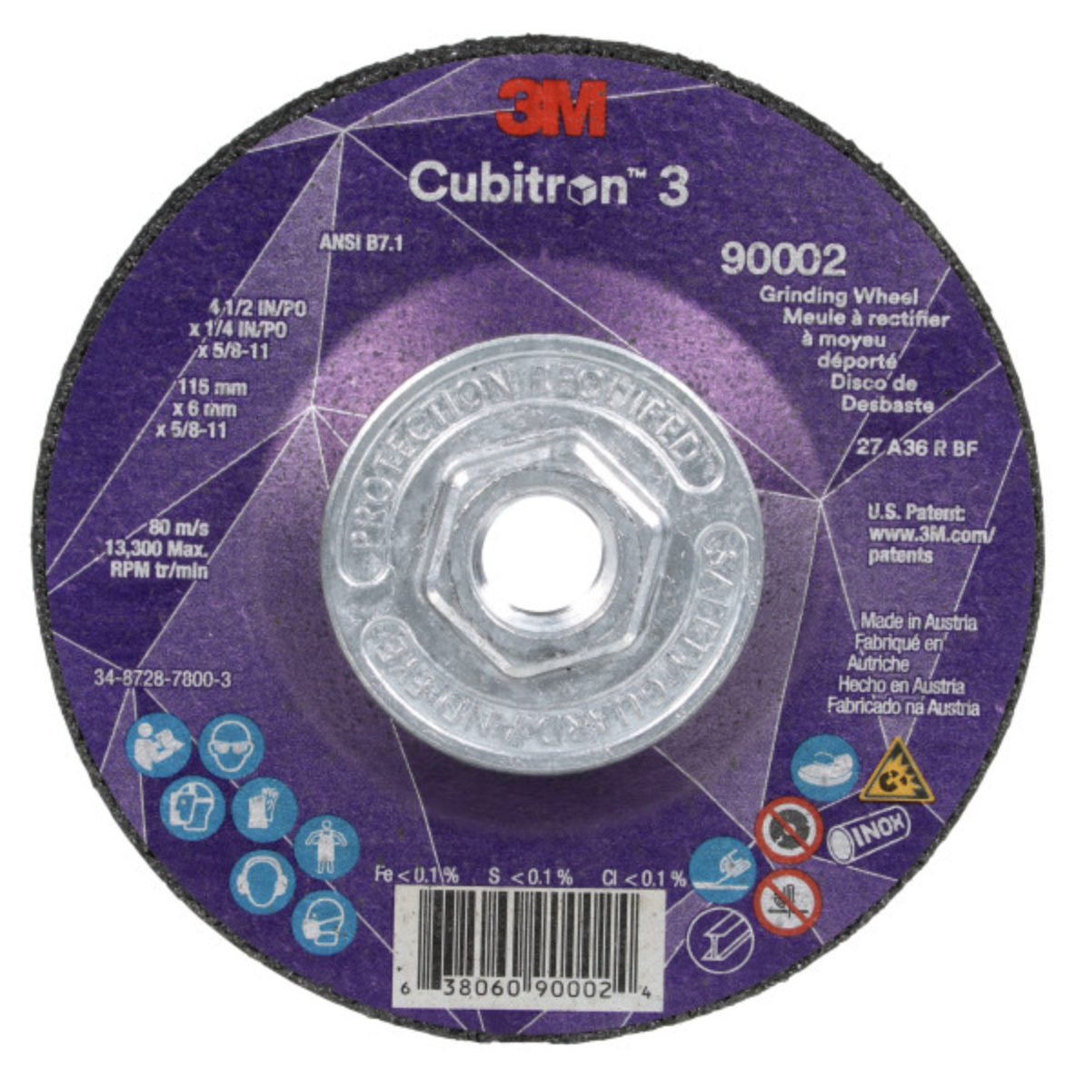 3M Cubitron 3 Depressed Center Grinding Wheel 90002